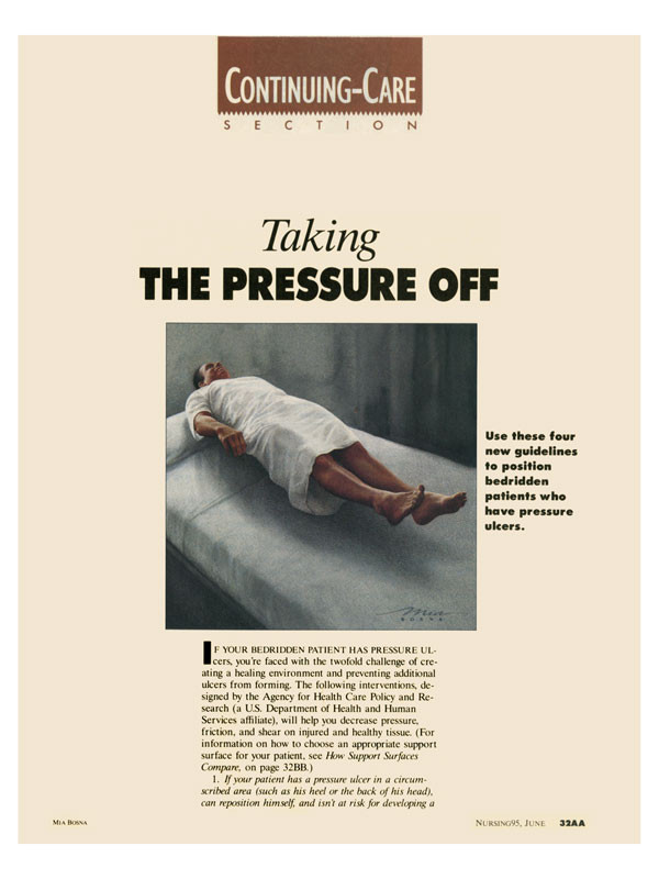 floating man in hospital bed by Mia Bosna