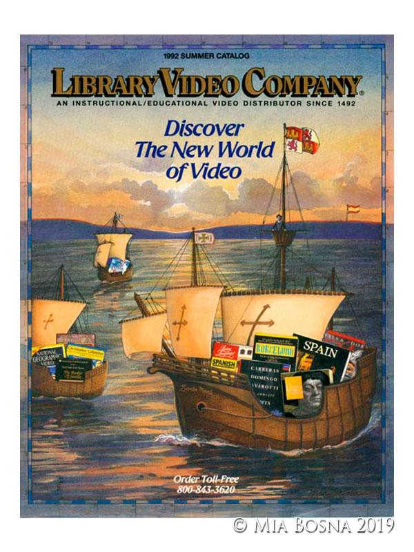 watercolor of old ships delivering videos by Mia Bosna