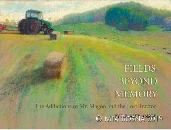 pastel painting of tractor in field